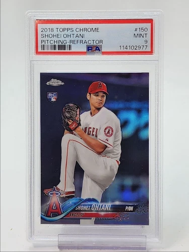 SHOHEI OHTANI 2018 TOPPS CHROME ROOKIE PITCHING REFRACTOR #150 RC PSA 9 Q2620