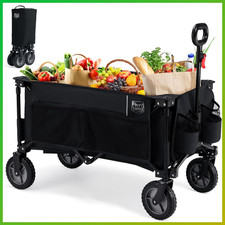 Faltbarer Bollerwagen XXL mit Getränkehalter und verstellbarem Griff