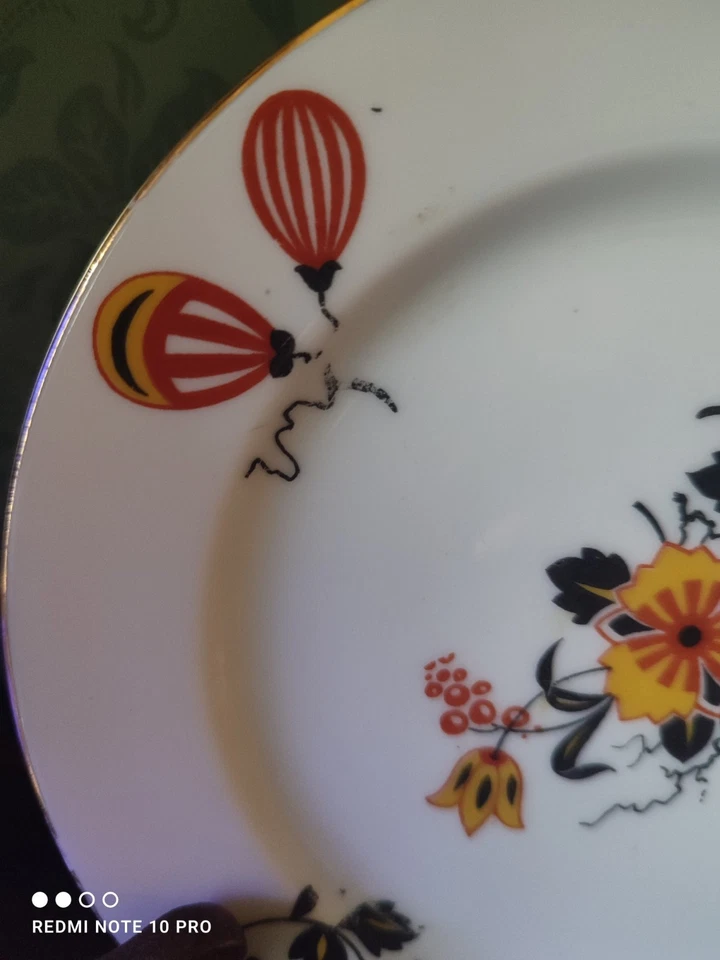 6 Assiettes à Dessert Vintage Porcelaine de Limoges A. Vignaud Art Déco - Photo 3/4