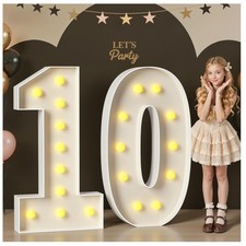 4ft Light Up Number 10 Marquee Sign for Birthday Anniversary Celebration Decor