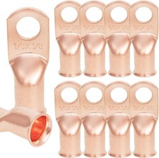 10pcs 1/0 AWG 3/8 Inch Stud Heavy Duty Copper Battery Cable Crimp Lugs