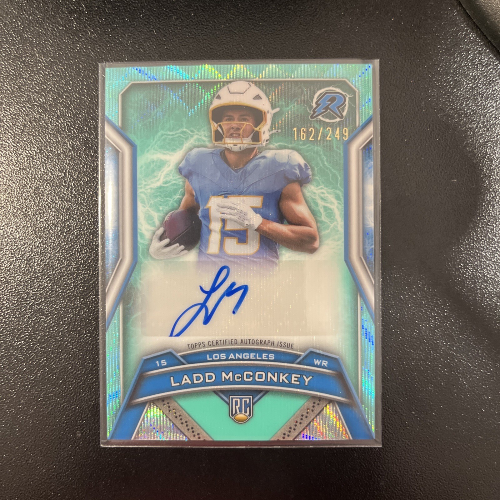 2024 Topps Resurgence Ladd McConkey #RRS-LM Rookie RC Aqua Surge Auto /249