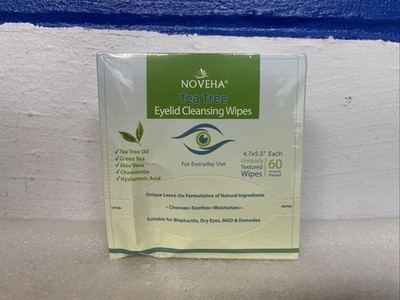 NOVEHA Tea Tree Eyelid Cleansing Wipes 60 Count 10/2027 New