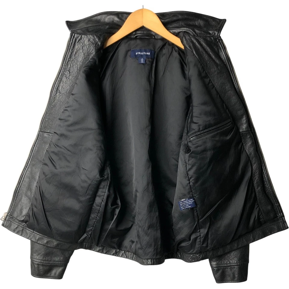 Used STRUCTURE Swing Top Padded Leather Blouson Men's Size Small - Image 3 of 4