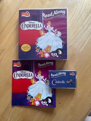 Cinderella Read Along Book Case and Tape Cassette Walt Disney Rare Vintage 80s