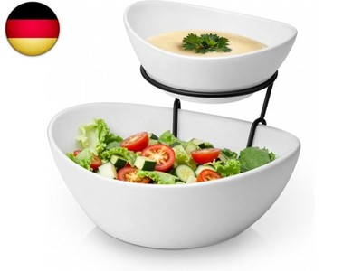 MALACASA Obstschale Etagere mit 2 Etagen, Servierschüssel aus Keramik, 