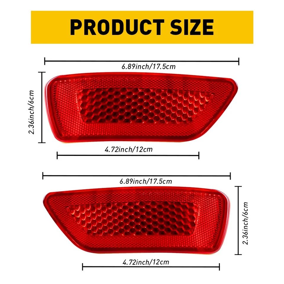 2X LEFT & RIGHT SIDE REAR BUMPER LIGHT REFLECTOR FOR DODGE JOURNEY JEEP COMPASS - Imagem 3 de 4