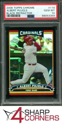2006 TOPPS CHROME BLACK REFRACTOR #118 ALBERT PUJOLS #/549 PSA 10