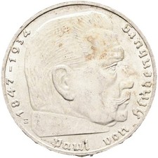 Drittes Reich 2 Reichsmark Hindenburg 1939 E Silber #1275 / Selten !!!