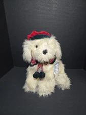 Vtg. CommonWealth Toys/ Nick & Noel Christmas Dog Cream Color '1992 15" Plush!