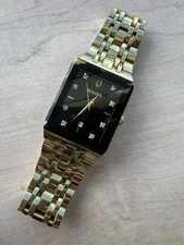 Bulova Diamond 35mm Gold-tone Stainless Steel Case Band Men's Wristwatch 97D118