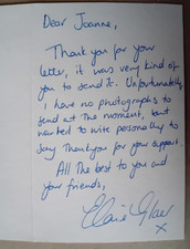 ORIGINAL HAND WRITTEN LETTER ELAINE GLOVER Hollyoaks. Holby Blue