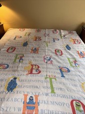 Vtg Sesame Street Alphabet Twin Size Flannel Blanket by Chatham USA