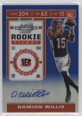 2019 Contenders Optic Ticket Blue Prizm /75 Damion Willis Rookie Auto RC 2r7