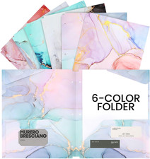 6 Pcs Plastic Folders with Pockets,3 Hole Punched Folders