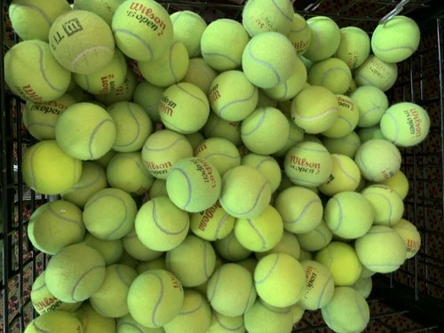 100 Used Tennis Balls - used for 6 weeks on clay for tennis lessons