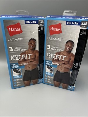 6 Pack! Hanes Ultimate Big Man Tagless Boxer Briefs, Comfort Flex Fit, Men's 3XB
