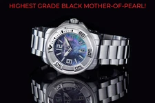 New! ARAGON Black MOP Dial Swiss MicroTek T-100 Tube Automatic Watch  45mm A403