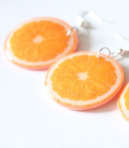 Pendientes colgantes de cítricos hechos a mano de arcilla polimérica joyería de frutas - Imagen 9 de 24