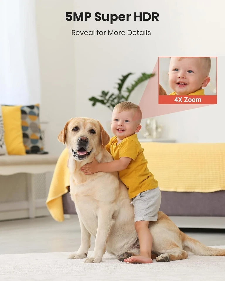 3K 5MP Security Camera Indoor,Baby Monitor Camera for Home Security with 360°... - Image 2 of 4