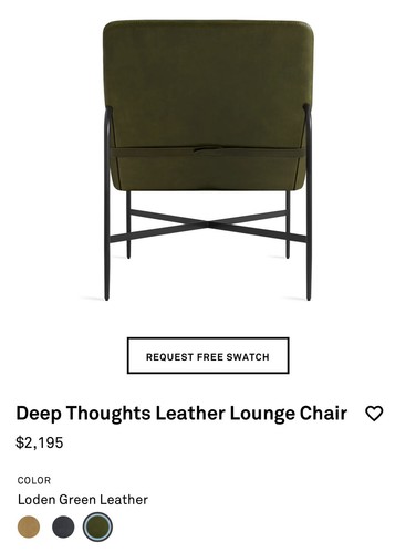 Blu Dot Deep Thoughts Leather Lounge Chair in Loden Green Leather - Picture 9 of 11