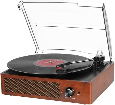 #ad Bluetooth Record Player Belt Driven 3 Speed Turntable with Headphone Jack $35.99