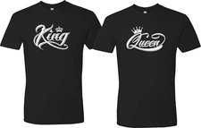 King  OR Queen NEW VALENTINES Christmas matching funny cute T-Shirts