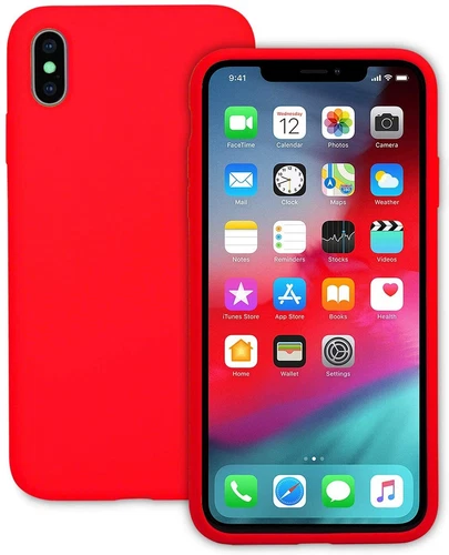For iPhone Xs Max Case Liquid Silicone 360 Full Protection Rubber RED