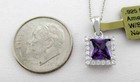 LAB CREATED 1.15 Cts AMETHYST & W/SAPPHIRES PENDANT NECKLACE .925 Silver - NWT — photo 3