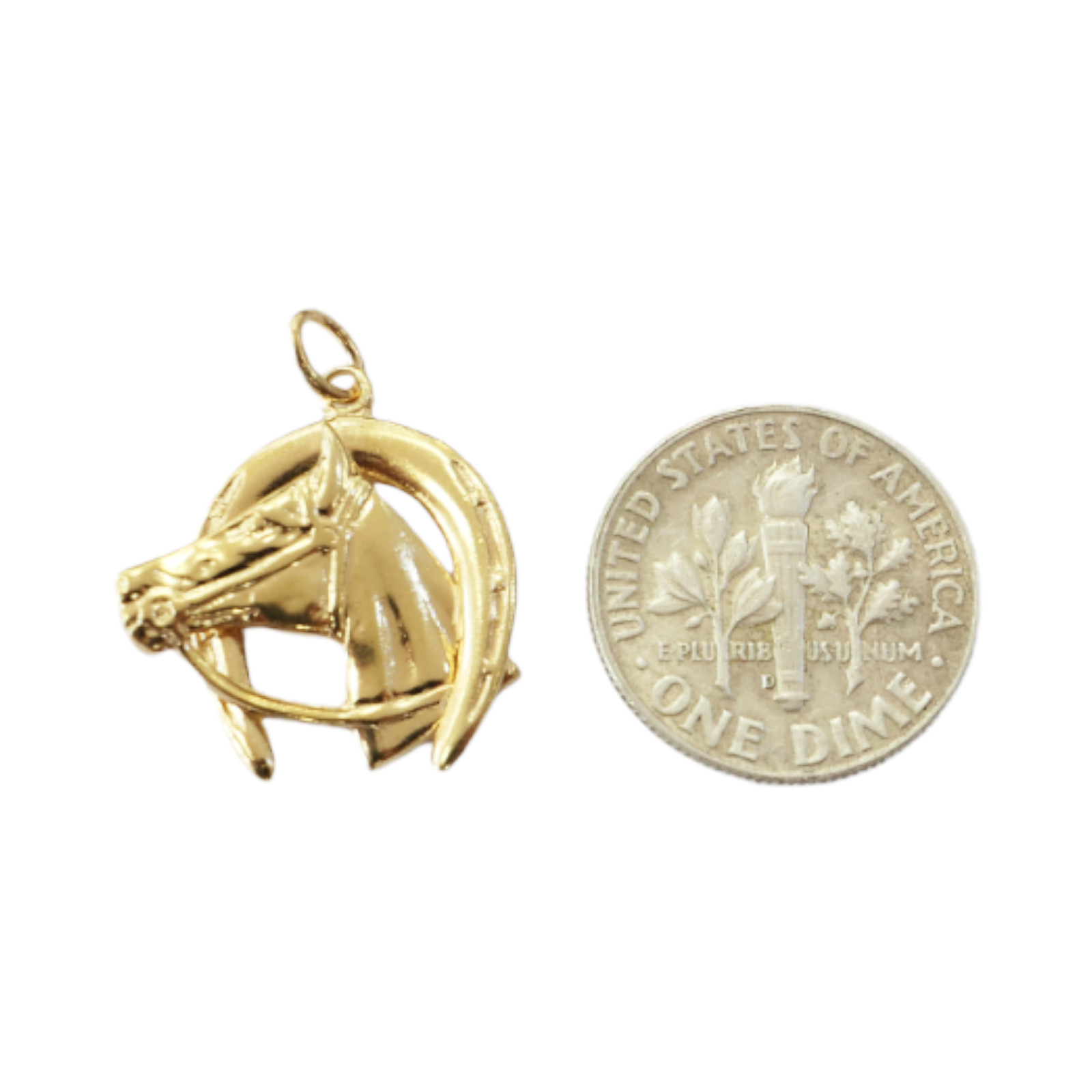 14K Yellow Gold Horse Earrings
