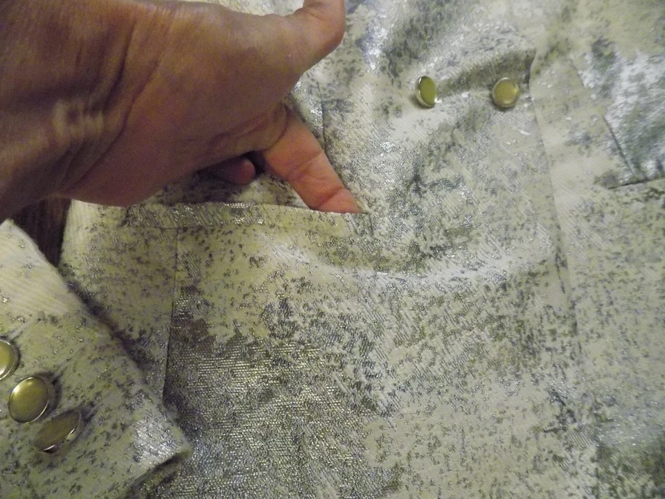 CAbi Shiny blazer jacket glam Sparkle Silver Metallic Cream Neutrals sz 4 EUC — 第 4/4 张图片