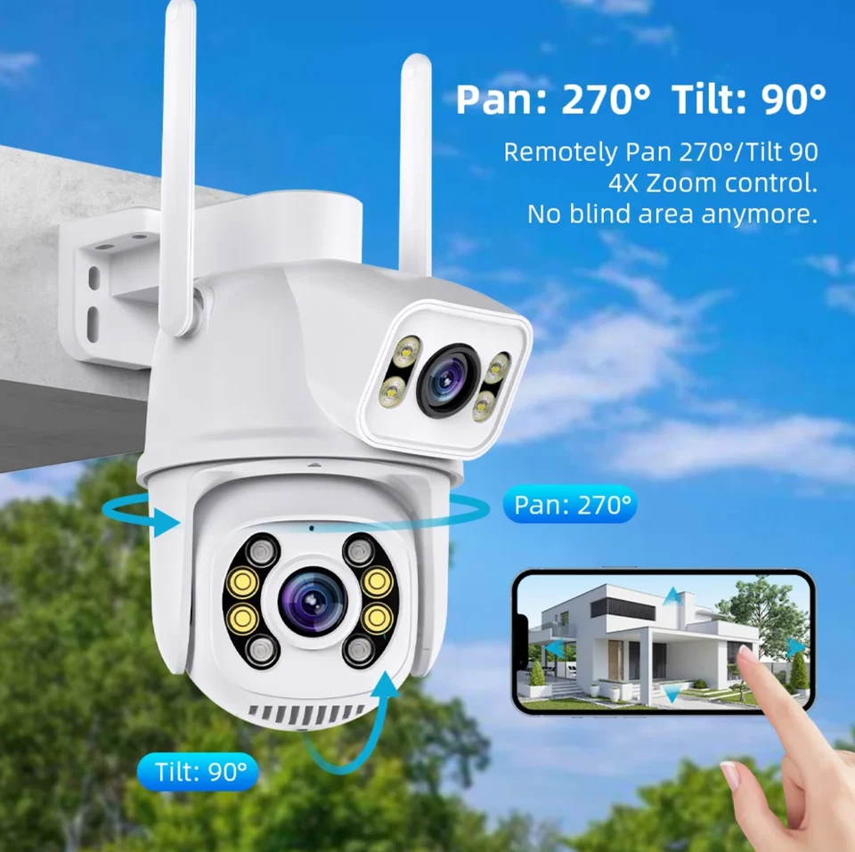 TELECAMERA DI SORVEGLIANZA DA ESTERNO PTZ WATERPROOF WIFI VISIONE NOTTURNA 8MP