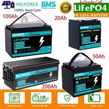 12V 20Ah 50Ah 100Ah 200Ah LiFePO4 Lithium Battery for RV Motor Solar Off-grid