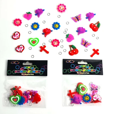 Loom Bands XL Paket 30 Charms Anhänger Zubehör Acessoires DIY Rainbow