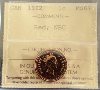 いちおく Canada - 1 cent - 1992 - Red ; NBU - ICCS Certified - MS-67 | eBay