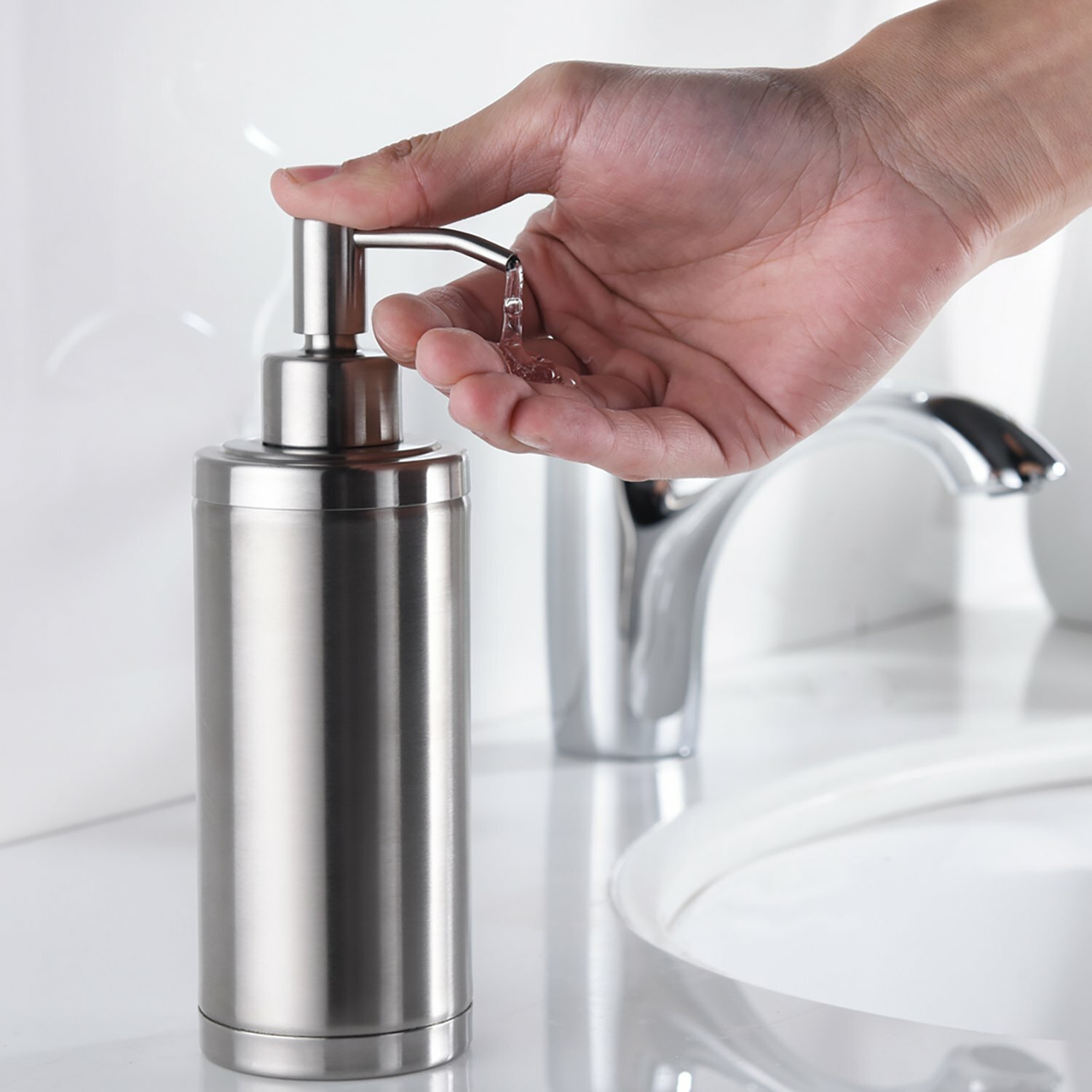 Kvadrat Full Stainless Steel Countertop Sink Soap Dispenser 300 Ml
