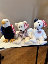 TY Beanie Babies 3 Patriotic Beanie Baby Sir, America And Liberty