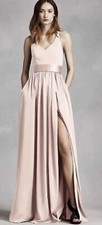 New White By Vera Wang David’s bridal Women’s Long Gown With Pockets And Bow