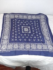 Vintage Fast Color Blue/White Cotton Handkerchief Bandana RN 13962 20"x20"