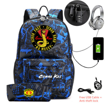 Cobra Kai: the Karate Kid Saga backpack with pencil bag USB charge school bags