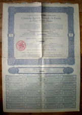 Brazil Agricola Florestal Estrada de Ferro Monte Alegre 1 share 1930 Auction