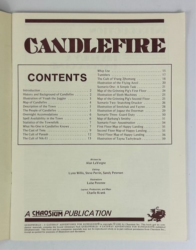 Candlefire 1982 Chaosium Inc Questworld Adventures For Runequest Book - Picture 3 of 4