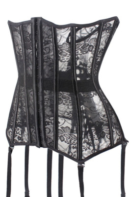 Serre taille corset underbust noir dentelle porte jarretelles