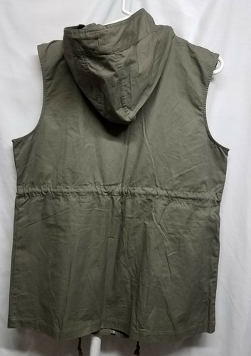 NWOT Zenana Outfitters Women's Large Green Sleeveless Hooded Jacket Full Zip - Imagen 7 de 11