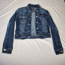 Amethyst Jean Jacket Cropped M Womens Blue 16Wx18L Collared NICE