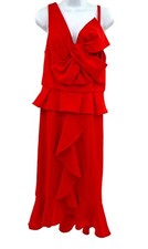 NikiBiki Red Bow Ruffle Peplum Dress