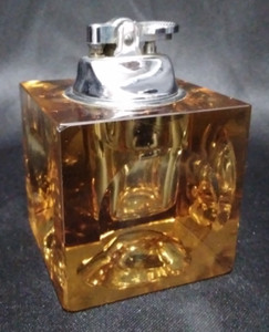 MCM Antonio Imperatore ??? Italy Orange GLASS CUBE Butane Table LIGHTER