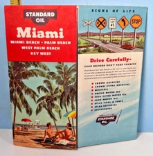 1940's Standard Oil Miami & Miami Beach, Palm Beach Key West Map