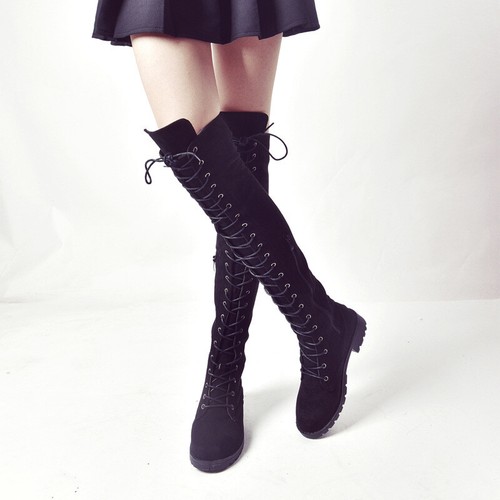 Round Toe Block Heel Lace Up Shoes 