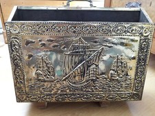 Vintage stojak na magazynki mosiądz na sklejce żaglowce